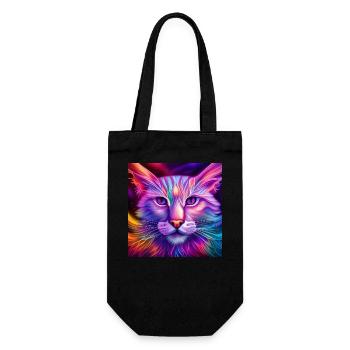 Katze in Neonfarben - Geschenkbeutel für Flaschen - Schwarz - Vorne