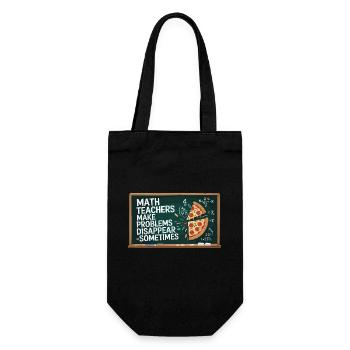 Funny Math Teacher Design Pizza & Problem Solving - Gift Bag for Bottles - black - Front