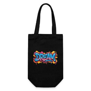 DREAM Graffiti Design voller Farbe und Motivation - Geschenkbeutel für Flaschen - Schwarz - Vorne