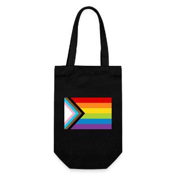 LGBT Pride Flag / Neue Regenbogen Progress Flagge - Geschenkbeutel für Flaschen - Schwarz - Vorne