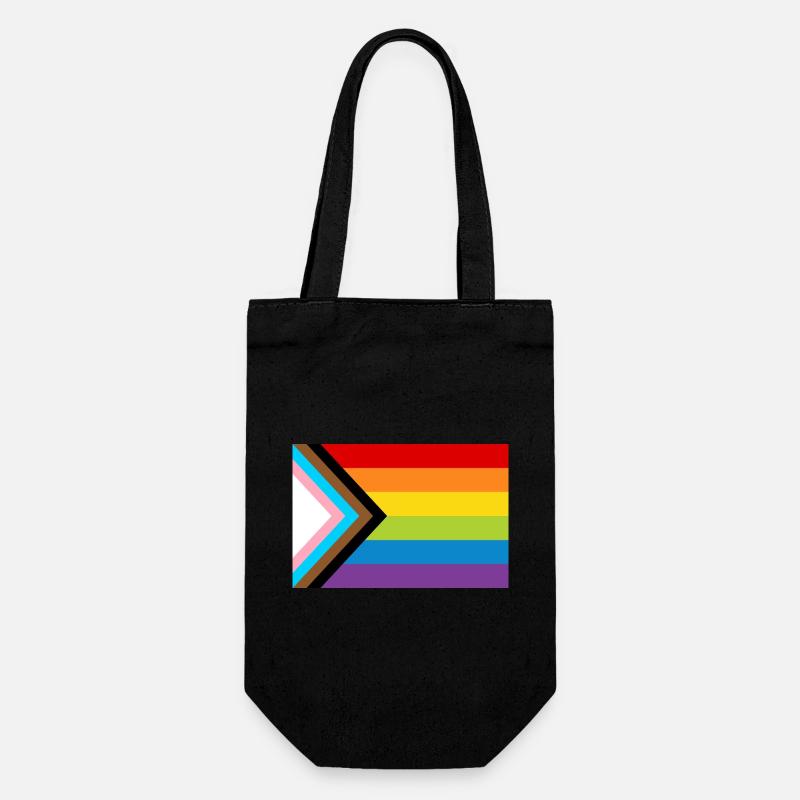 LGBT Pride Flag / Neue Regenbogen Progress Flagge - Geschenkbeutel für Flaschen - Schwarz