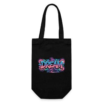 DREAM Graffiti Design voller Farbe und Motivation - Geschenkbeutel für Flaschen - Schwarz - Vorne