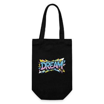 DREAM Graffiti Design voller Farbe und Motivation - Geschenkbeutel für Flaschen - Schwarz - Vorne