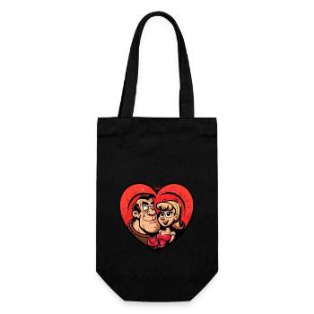 Amoureux des dessins animés de la Saint-Valentin - Sac à bouteille - noir - Devant