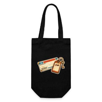 Vintage Airline Ticket Luggage Tag Design - Gift Bag for Bottles - black - Front