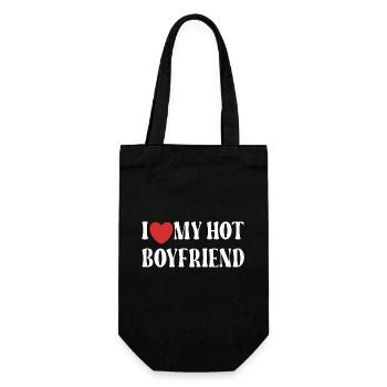 I love my hot boyfriend - Gift Bag for Bottles - black - Front