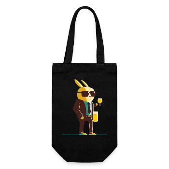 Lapin de Pâques cool avec bière - Sac à bouteille - noir - Devant