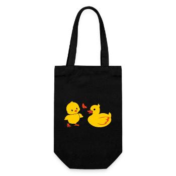 Ente und Babyhuhn mit Hintern - Geschenkbeutel für Flaschen - Schwarz - Vorne
