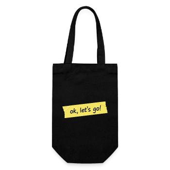 Ok, let's go! Yellow Tape Design - Gift Bag for Bottles - black - Front