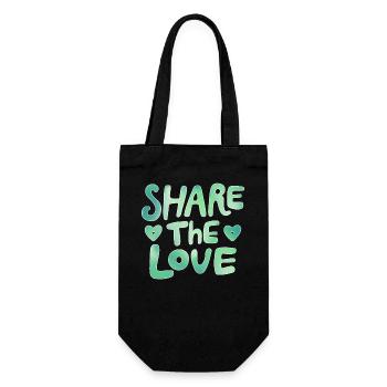 Share the love - make the world a better place - Gift Bag for Bottles - black - Front