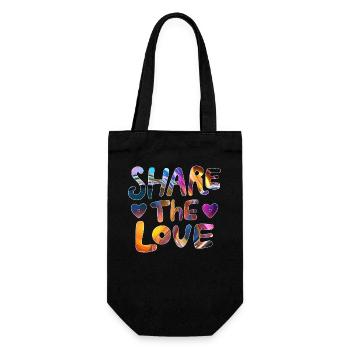 Share the love - make the world a better place - Gift Bag for Bottles - black - Front
