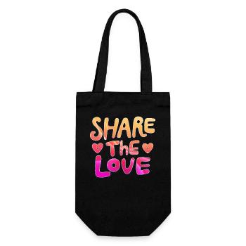 Share the love - make the world a better place - Gift Bag for Bottles - black - Front