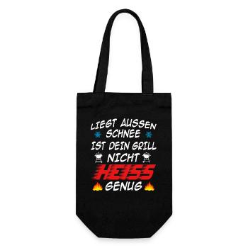 Liegt außen Schnee ist Dein Grill nicht heiß genug - Geschenkbeutel für Flaschen - Schwarz - Vorne
