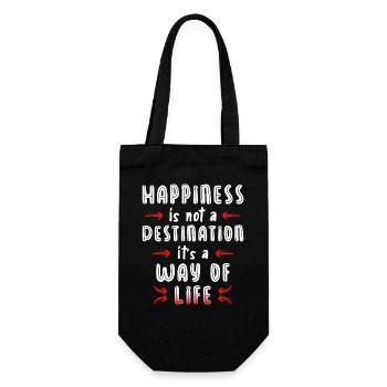 Happiness is not a destination it’s a way of life - Geschenkbeutel für Flaschen - Schwarz - Vorne