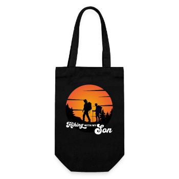 Hiking with my son - wandern mit meinem Sohn - Geschenkbeutel für Flaschen - Schwarz - Vorne