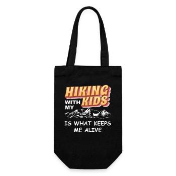 Hiking with my kids keeps me alive - Geschenkbeutel für Flaschen - Schwarz - Vorne