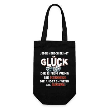 Jeder Mensch bringt Glück - Geschenkbeutel für Flaschen - Schwarz - Vorne