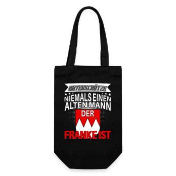 Unterschätze niemals alten Mann der Franke ist - Geschenkbeutel für Flaschen - Schwarz - Vorne