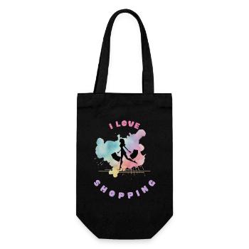 I love shopping. - Gift Bag for Bottles - black - Front