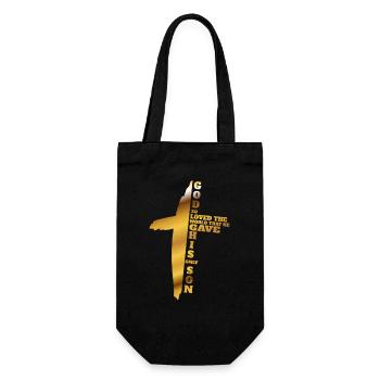 Jean 3 :16 Christian Cross Bible Verse - Sac à bouteille - noir - Devant