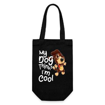 My dog thinks I'm cool - Gift Bag for Bottles - black - Front