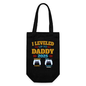 Leveled up to Daddy 2025 - Gift Bag for Bottles - black - Front