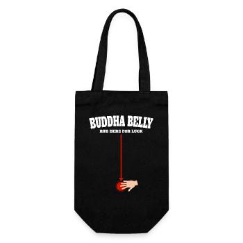 Bouddha ventre frotter ici pour avoir de la chance - Sac à bouteille - noir - Devant