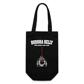 Buddha Belly rub here for luck - Geschenkbeutel für Flaschen - Schwarz - Vorne