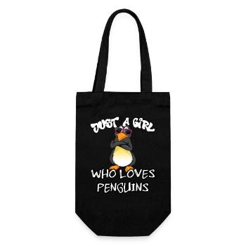 Just a girl who loves Penguins - Geschenkbeutel für Flaschen - Schwarz - Vorne
