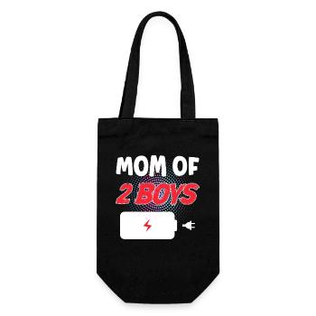 Mom of 2 boys - Geschenkbeutel für Flaschen - Schwarz - Vorne