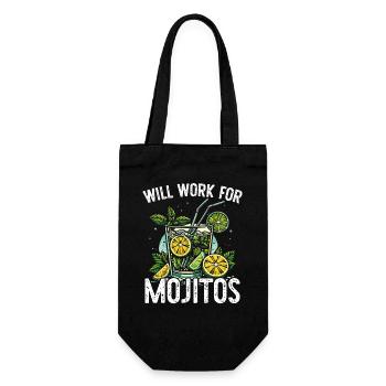 Will work for Mojitos - Gift Bag for Bottles - black - Front