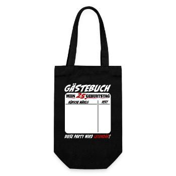 25. Geburtstag Gästebuch 25 Jahre Lustig - Geschenkbeutel für Flaschen - Schwarz - Vorne