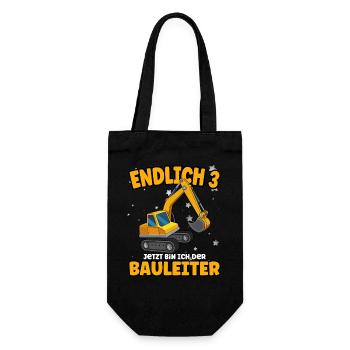 Endlich 3 - jetzt bin ich der Bauleiter - Geschenkbeutel für Flaschen - Schwarz - Vorne