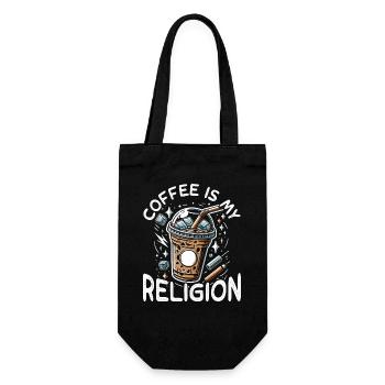 Coffee is my religion - Geschenkbeutel für Flaschen - Schwarz - Vorne