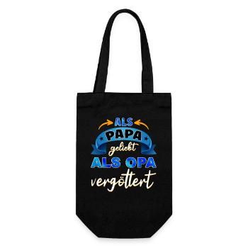 Als Papa geliebt, als Opa vergöttert - Geschenkbeutel für Flaschen - Schwarz - Vorne