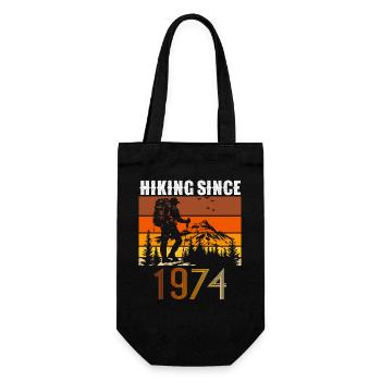 Hiking since 1974, Vintage Birthday Gift - Gift Bag for Bottles - black - Front