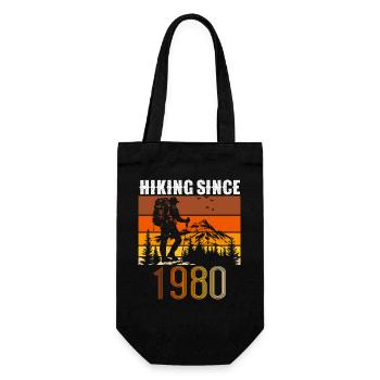 Hiking since 1980, Vintage Birthday Gift - Gift Bag for Bottles - black - Front