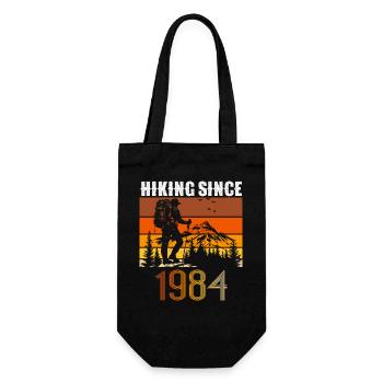 Hiking since 1984, Vintage Birthday Gift - Gift Bag for Bottles - black - Front