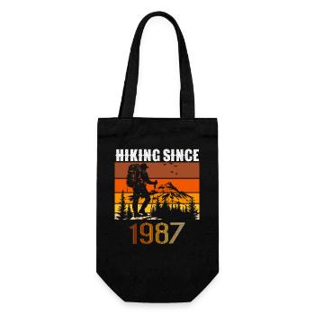 Hiking since 1987, Vintage Birthday Gift - Gift Bag for Bottles - black - Front