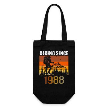 Hiking since 1988, Vintage Birthday Gift - Gift Bag for Bottles - black - Front