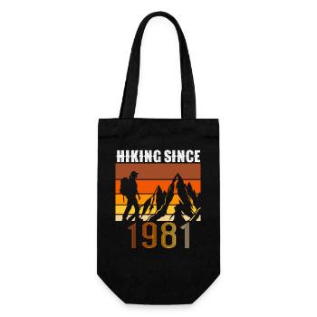 Hiking since 1981, Vintage Birthday Gift - Gift Bag for Bottles - black - Front