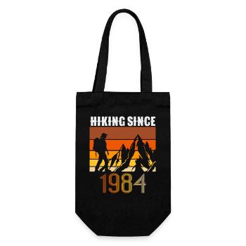 Hiking since 1984, Vintage Birthday Gift - Gift Bag for Bottles - black - Front