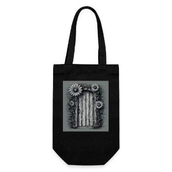 Doors Tee Texture Vintage Brickwork Wooden Door - Gift Bag for Bottles - black - Front