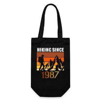 Hiking since 1987, Vintage Birthday Gift - Gift Bag for Bottles - black - Front