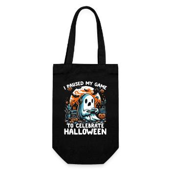 I paused my game for halloween - Geschenkbeutel für Flaschen - Schwarz - Vorne