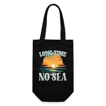 Long time no sea - lange Zeit kein Meer - Geschenkbeutel für Flaschen - Schwarz - Vorne