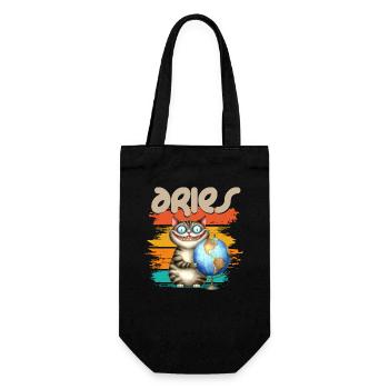 Zodiac - Sternzeichen - Aries - Widder - Geschenkbeutel für Flaschen - Schwarz - Vorne