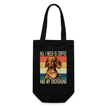 Kaffee und mein Dachshund - Geschenkbeutel für Flaschen - Schwarz - Vorne