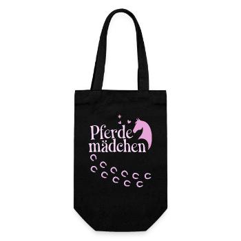 Pferdemädchen - Mädchen liebt Pferde - Geschenkbeutel für Flaschen - Schwarz - Vorne