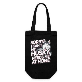 I cant my Husky needs me at home - Geschenkbeutel für Flaschen - Schwarz - Vorne